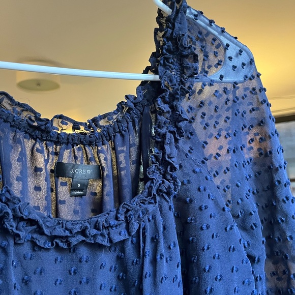 J. Crew Penny Dot Clip Ruffle Blouse in Navy Blue - Picture 6 of 6